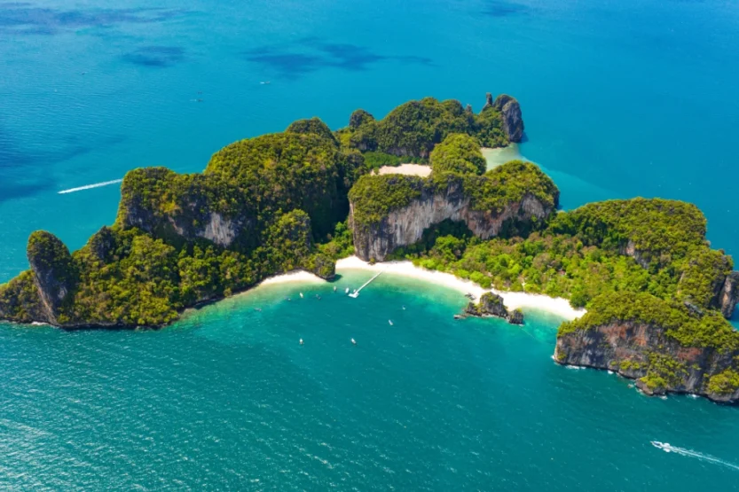 Aerial view of Koh Hong in Krabi province, Thailand