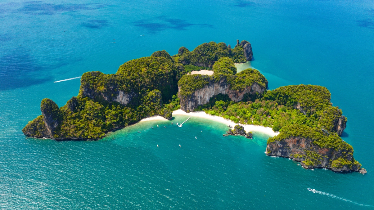 Aerial view of Koh Hong in Krabi province, Thailand