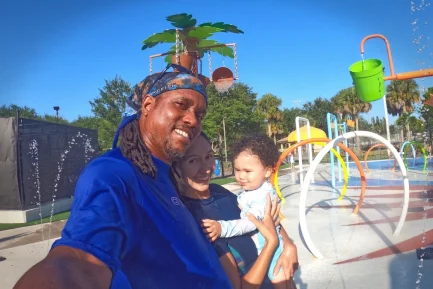 Photo of my immediate family at the splash pad in Coral Springs, FL
