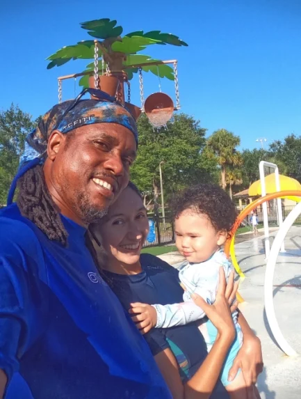 Photo of my immediate family at the splash pad in Coral Springs, FL